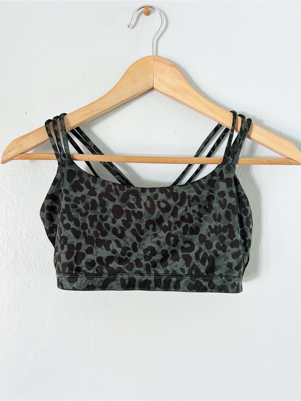 Gap • Olive Green Leopard Print Strappy sports bra